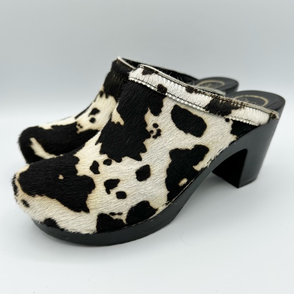 No. 6 Shoes - No. 6 Store Old School Clog on High Heel Cow Pony Black Base calf hair